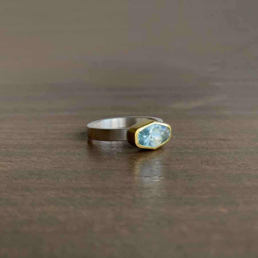 Aquamarine East-West Ring