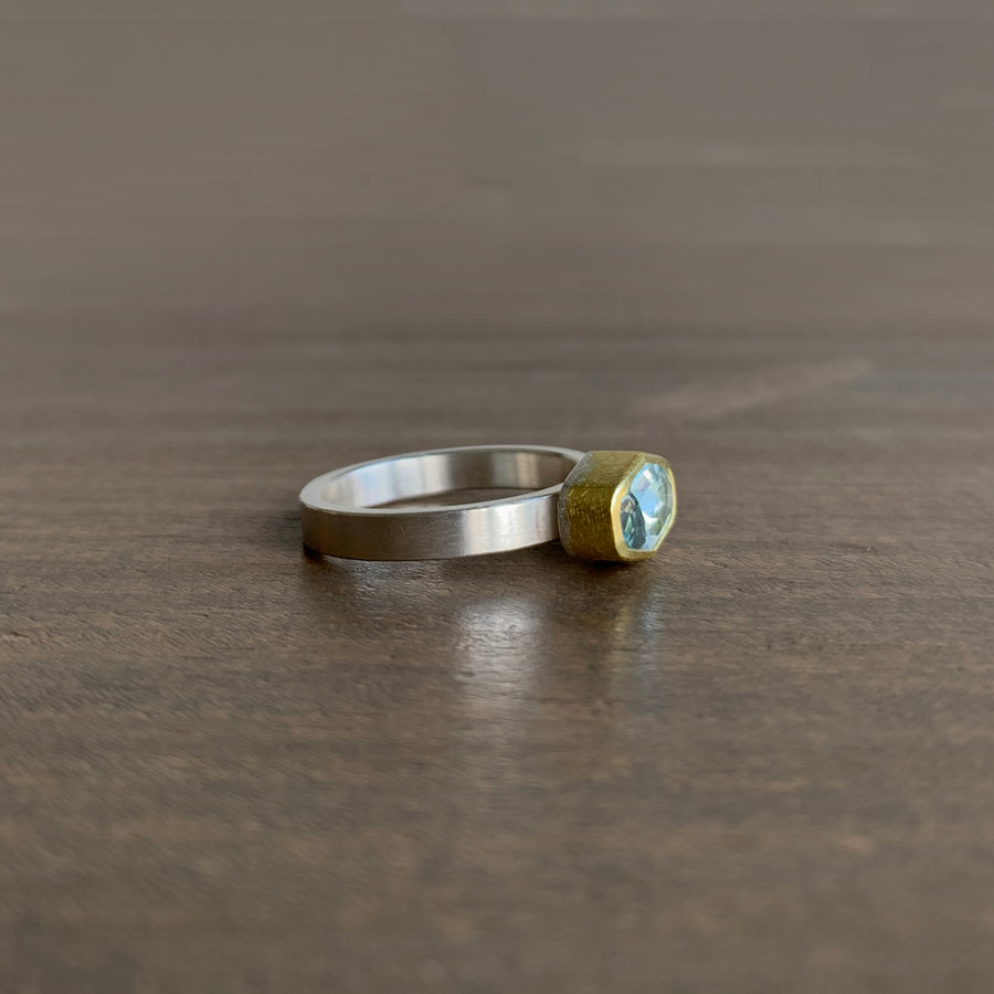 Aquamarine East-West Ring