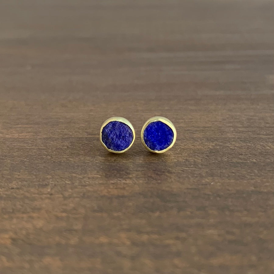 Natural Lapis Lazuli Round Studs