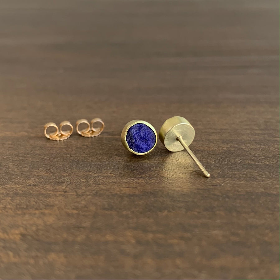 Natural Lapis Lazuli Round Studs