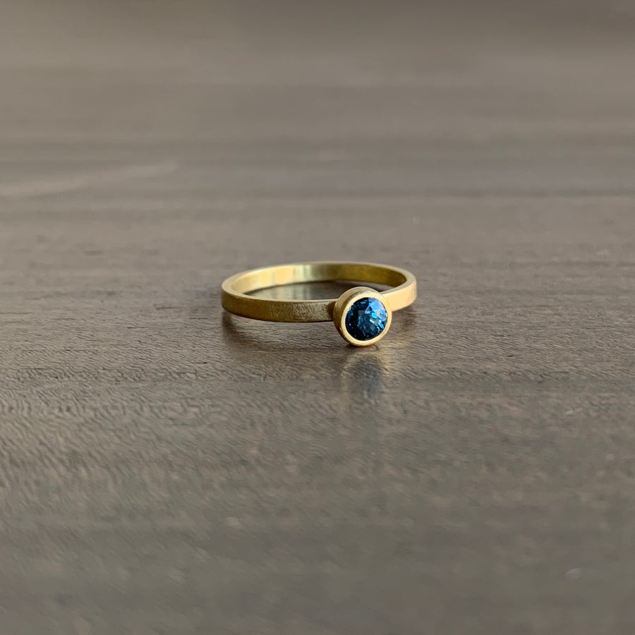 Round Blue Sapphire Stacking Ring