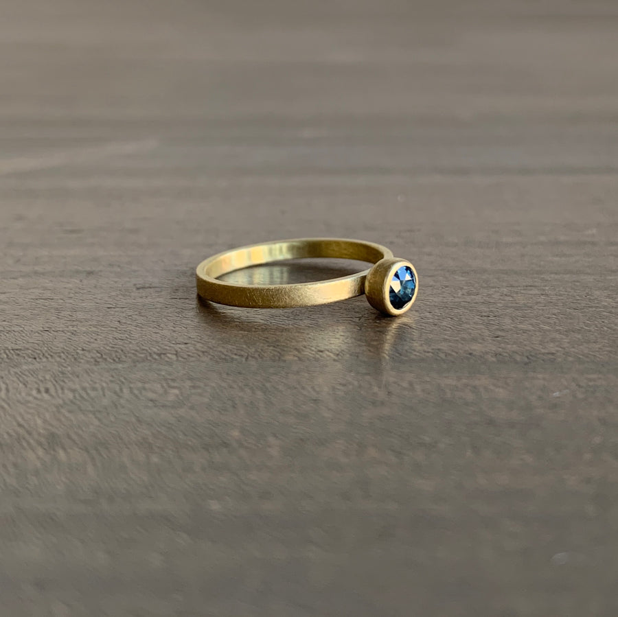 Round Blue Sapphire Stacking Ring
