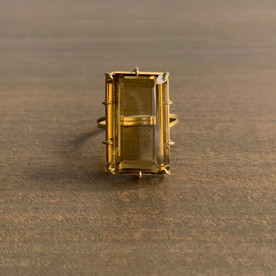 Emerald Cut Citrine Ring