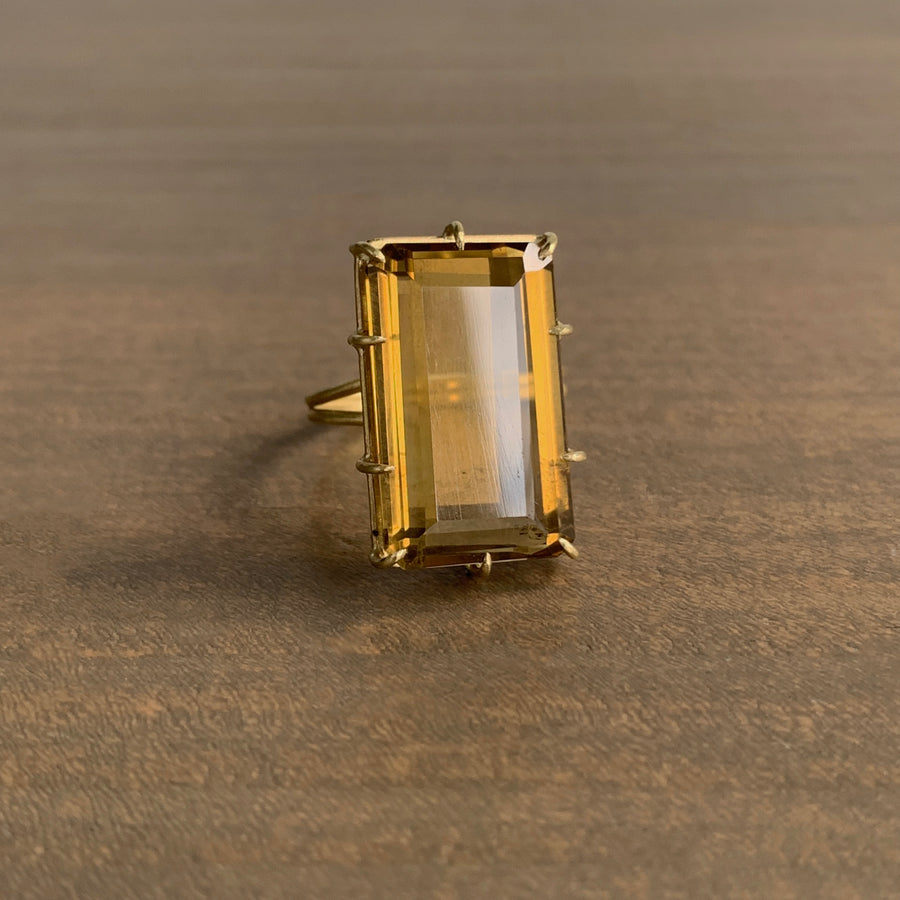 Emerald Cut Citrine Ring