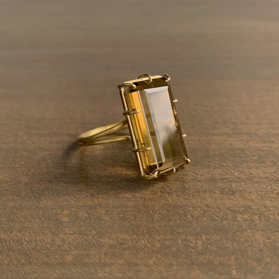 Emerald Cut Citrine Ring