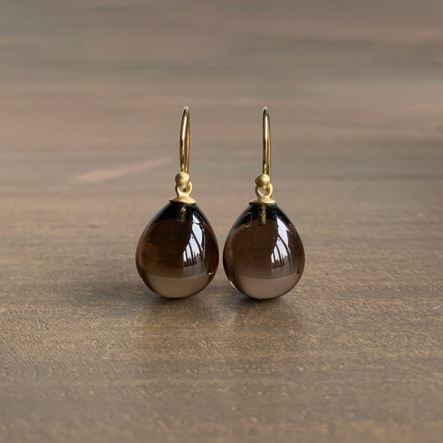 Smoky Quartz Briolette Drop Earrings