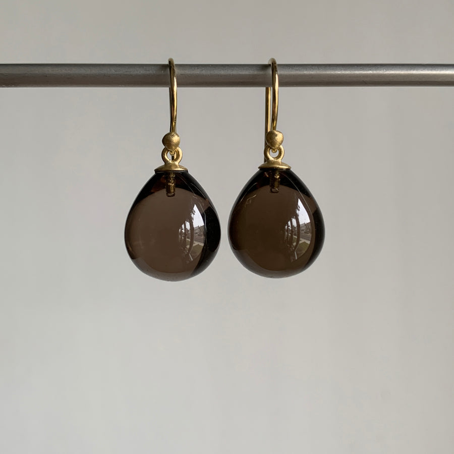 Smoky Quartz Briolette Drop Earrings