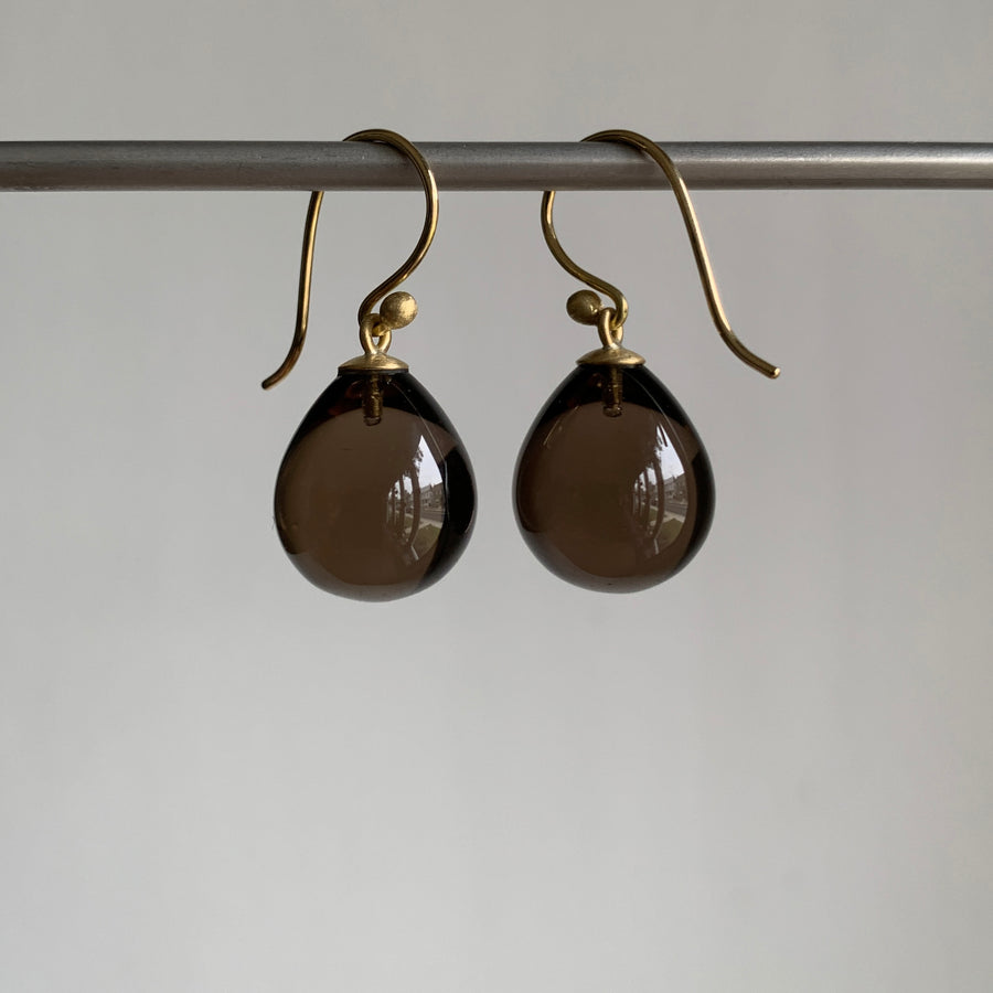 Smoky Quartz Briolette Drop Earrings