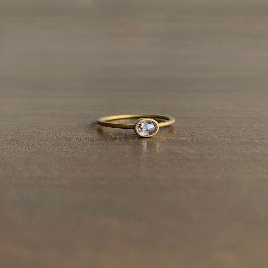 Lola Brooks East-West Oval Diamond Stacker Ring side view 2