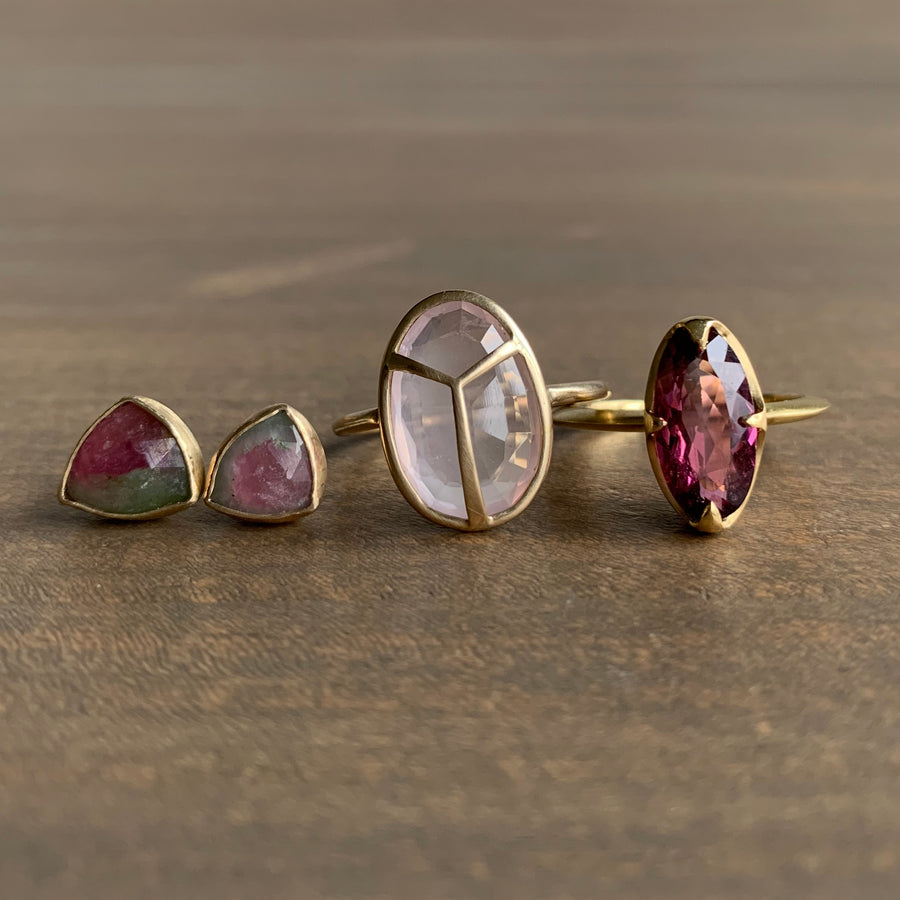 Pink Faceted Tourmaline Claw Ring