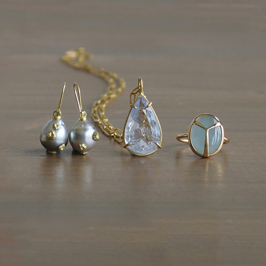 Aquamarine Lucky Scarab Ring