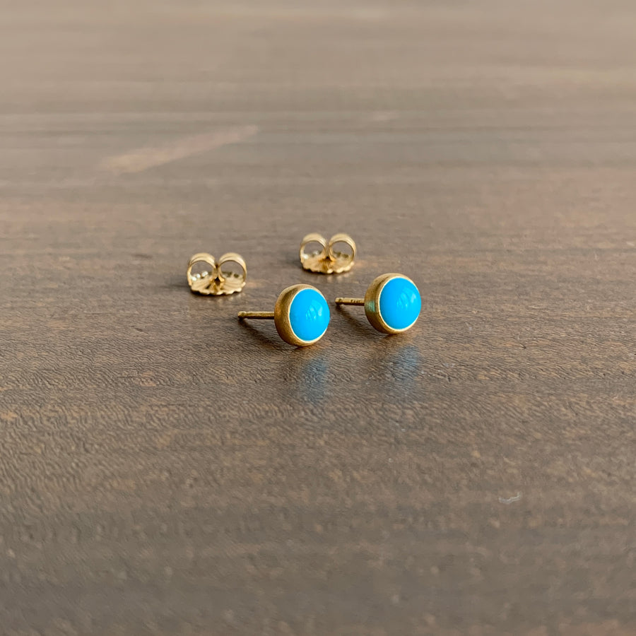 Round Sleeping Beauty Turquoise Studs