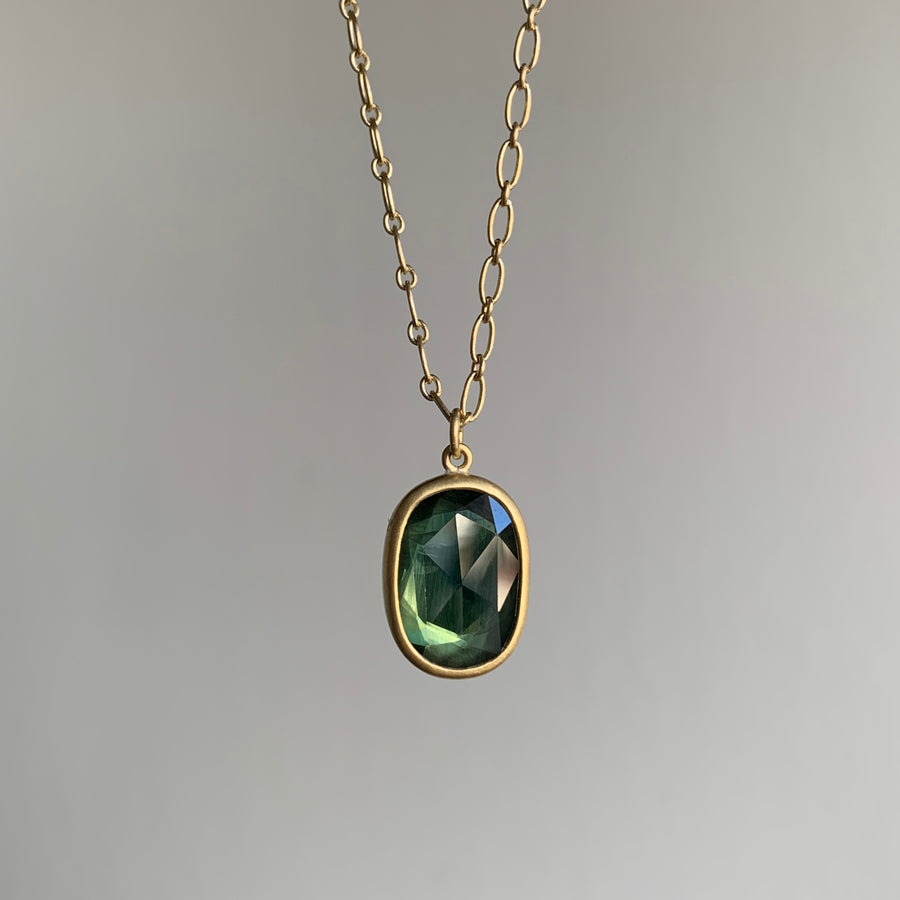 Oval Green Sapphire Necklace