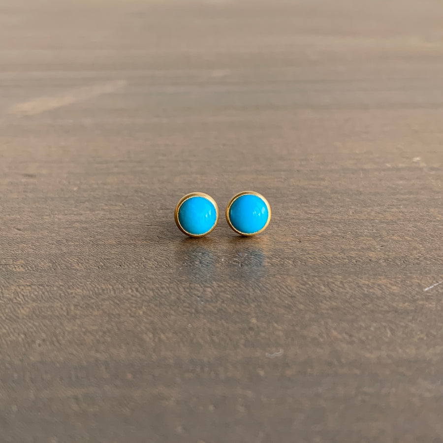 Round Sleeping Beauty Turquoise Studs