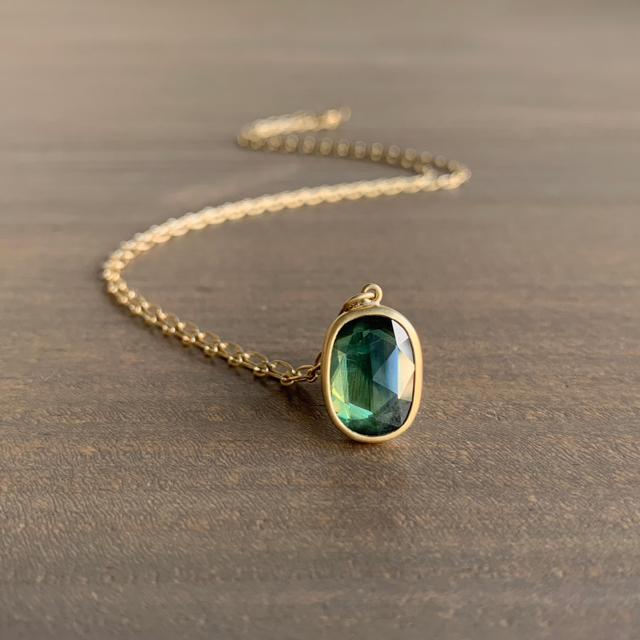 Oval Green Sapphire Necklace