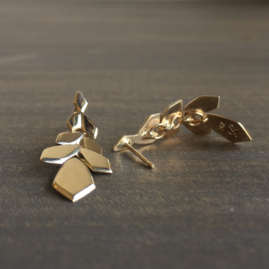 Small Gold Weeping Willow Earrings