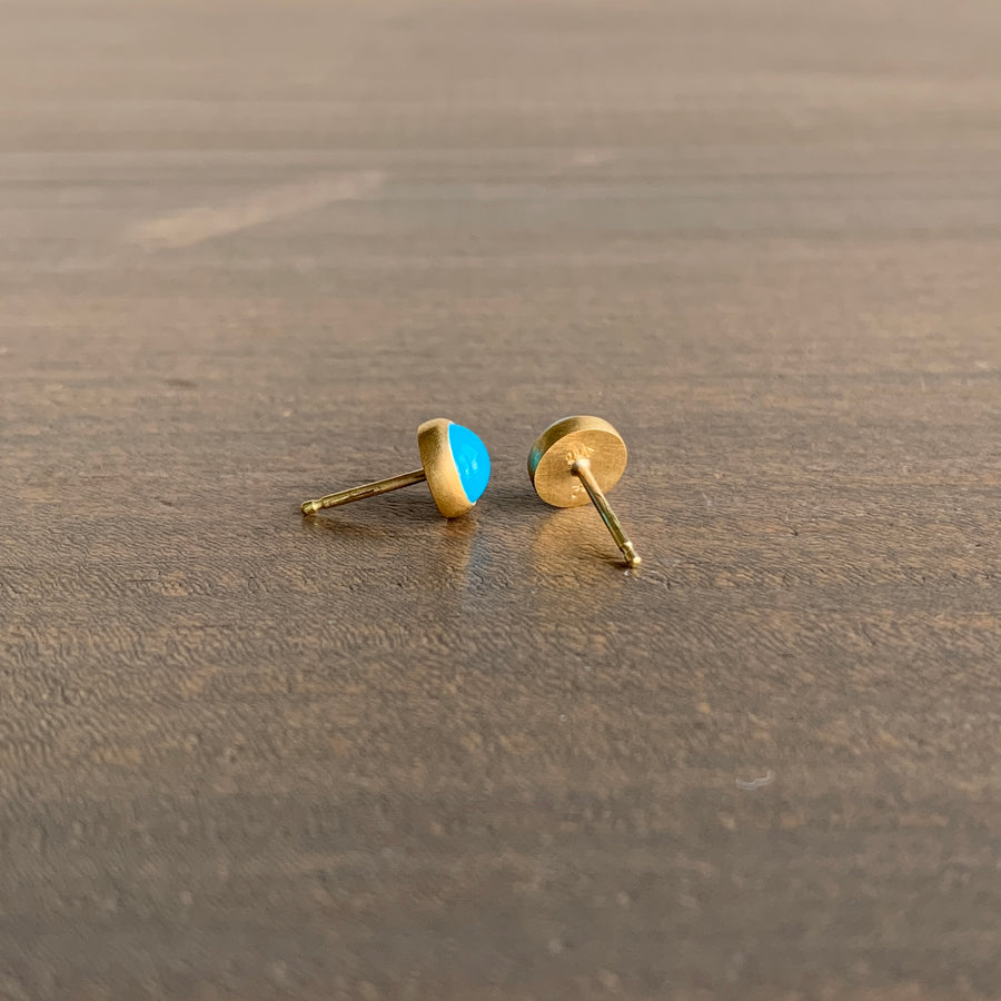 Round Sleeping Beauty Turquoise Studs